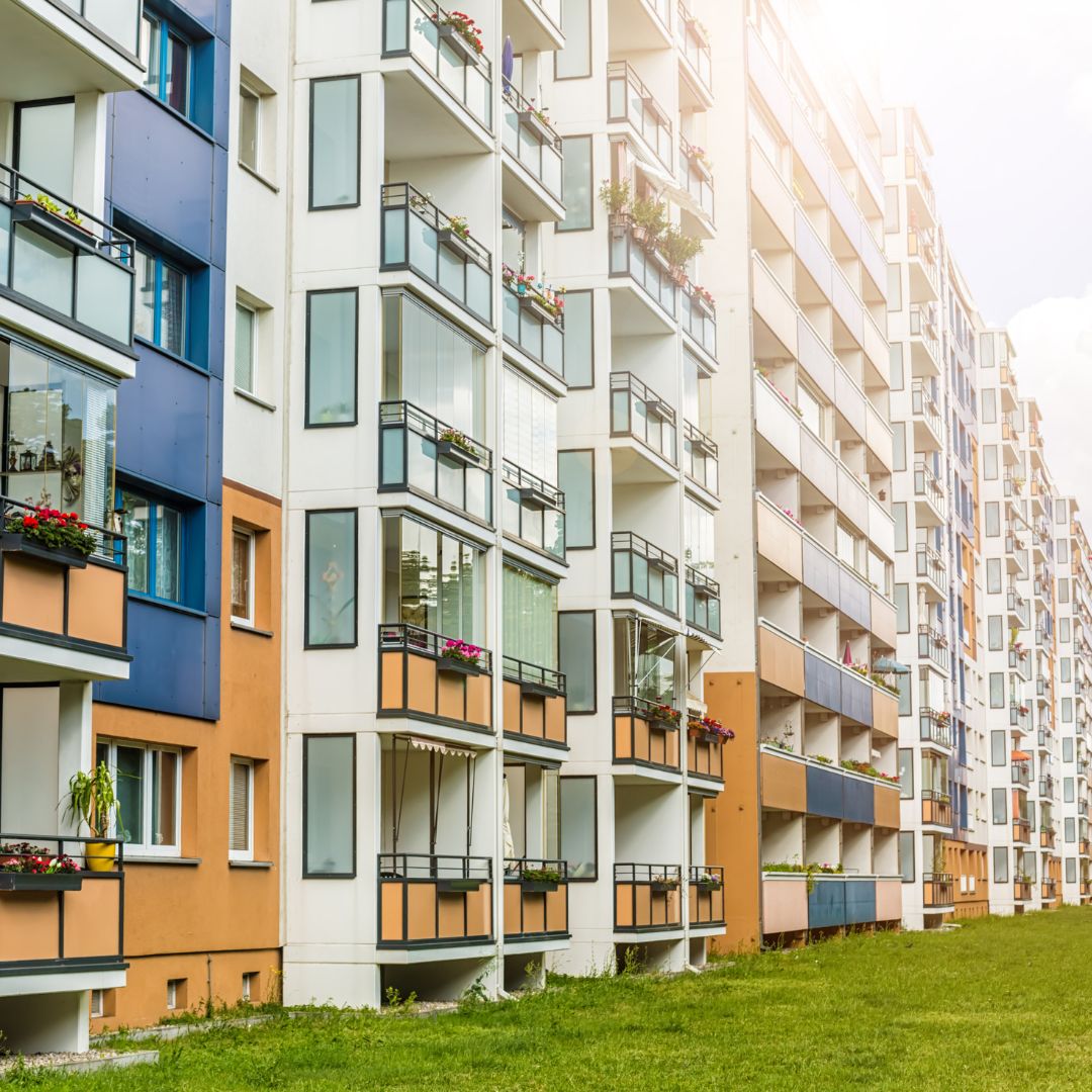apartments stretching into the distance