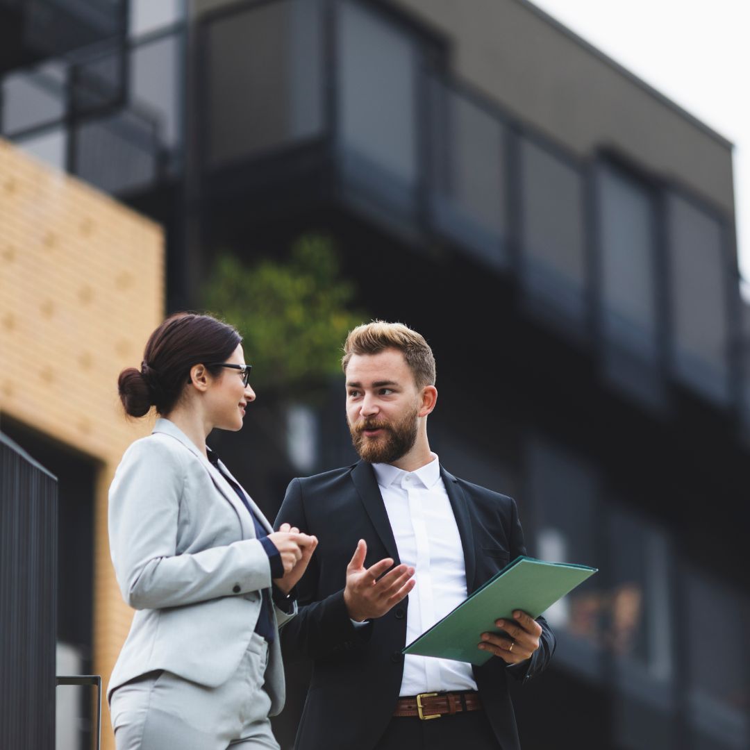 agent showing someone apartment