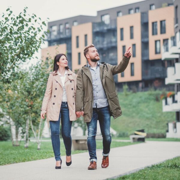 couple looking at new neighborhood