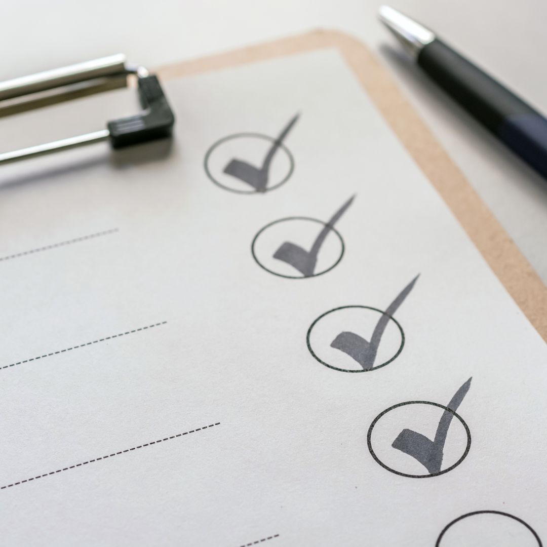Checklist on clipboard