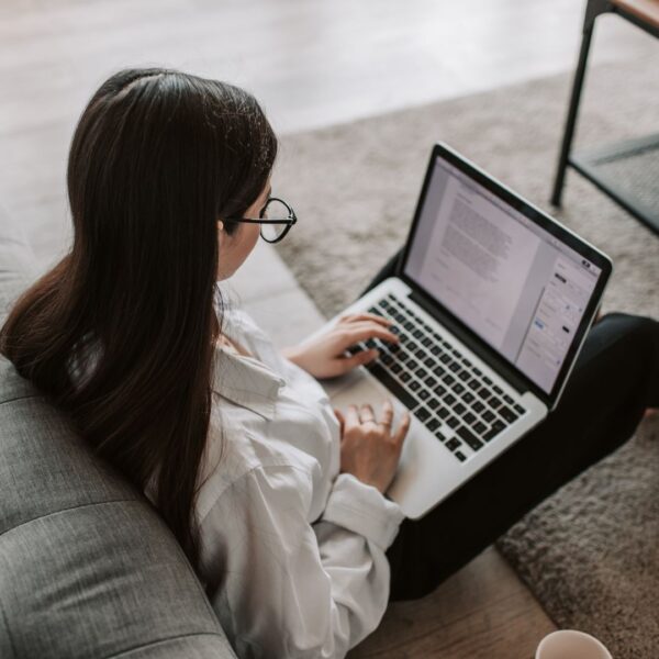 Woman working on laptop