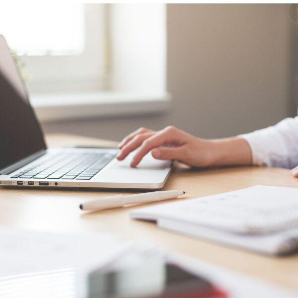 woman working on a laptop