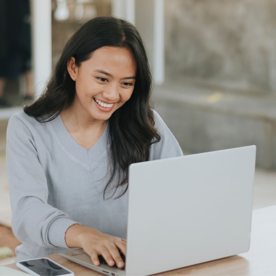 woman using a laptop
